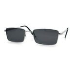 Minimal Narrow Rectangle Metal Rim Dad Fashion Sunglasses