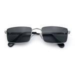 Minimal Narrow Rectangle Metal Rim Dad Fashion Sunglasses