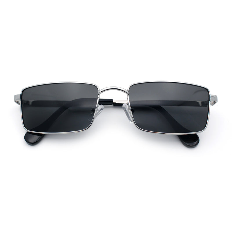 Minimal Narrow Rectangle Metal Rim Dad Fashion Sunglasses