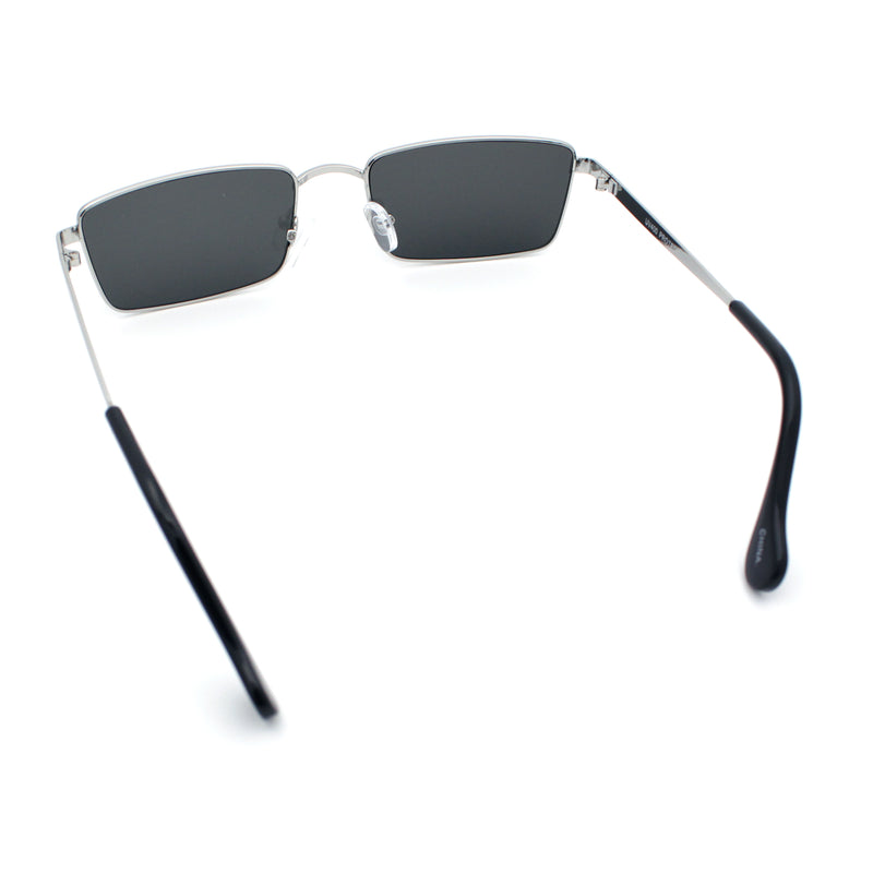 Minimal Narrow Rectangle Metal Rim Dad Fashion Sunglasses
