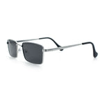 Minimal Narrow Rectangle Metal Rim Dad Fashion Sunglasses