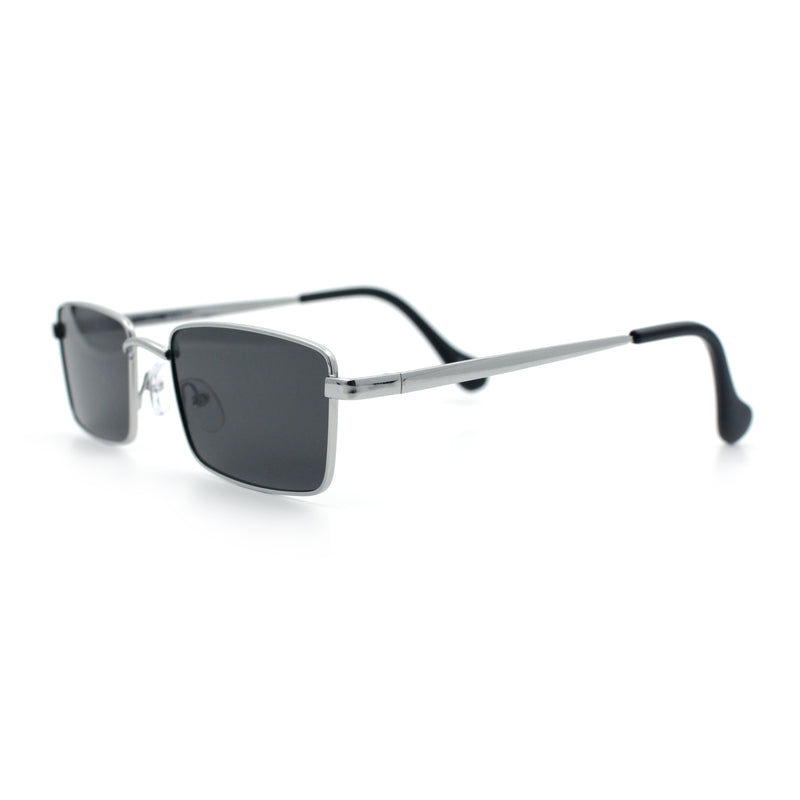 Minimal Narrow Rectangle Metal Rim Dad Fashion Sunglasses