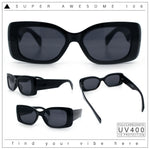 Womens Mod Minimalist Narrow Rectangle Thick Plastic Fashion Sunglasses