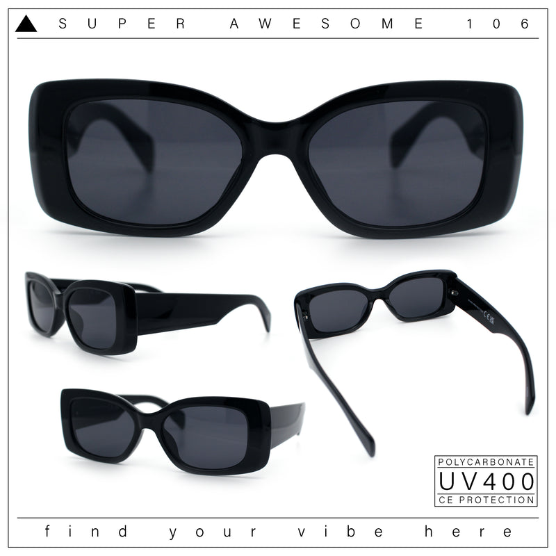 Womens Mod Minimalist Narrow Rectangle Thick Plastic Fashion Sunglasses
