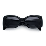 Womens Mod Minimalist Narrow Rectangle Thick Plastic Fashion Sunglasses
