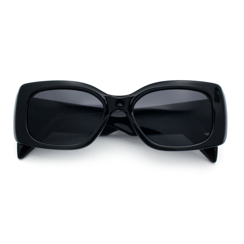 Womens Mod Minimalist Narrow Rectangle Thick Plastic Fashion Sunglasses