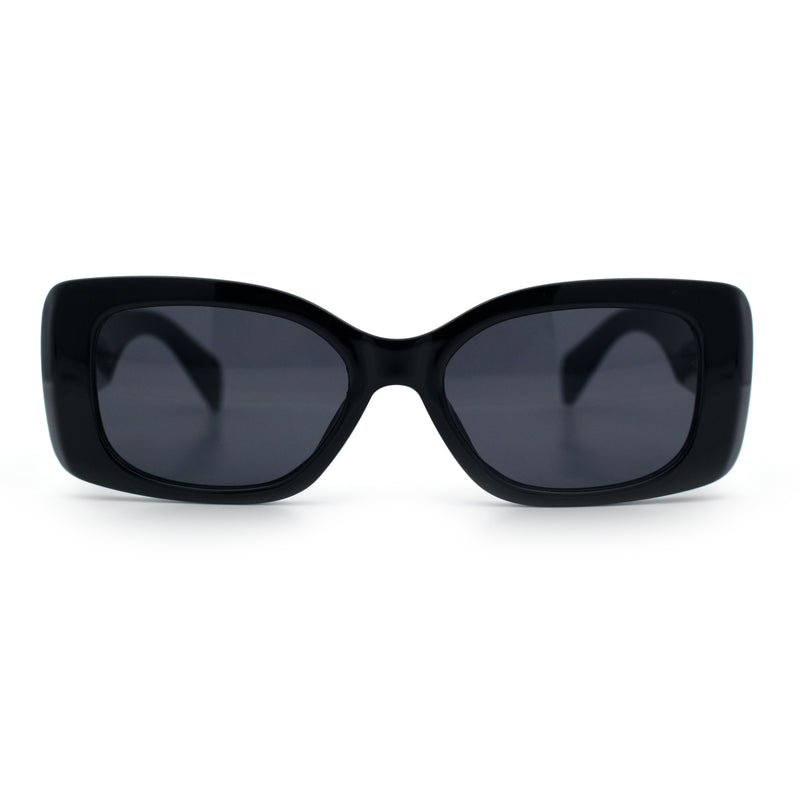 Womens Mod Minimalist Narrow Rectangle Thick Plastic Fashion Sunglasses