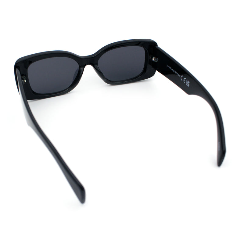 Womens Mod Minimalist Narrow Rectangle Thick Plastic Fashion Sunglasses