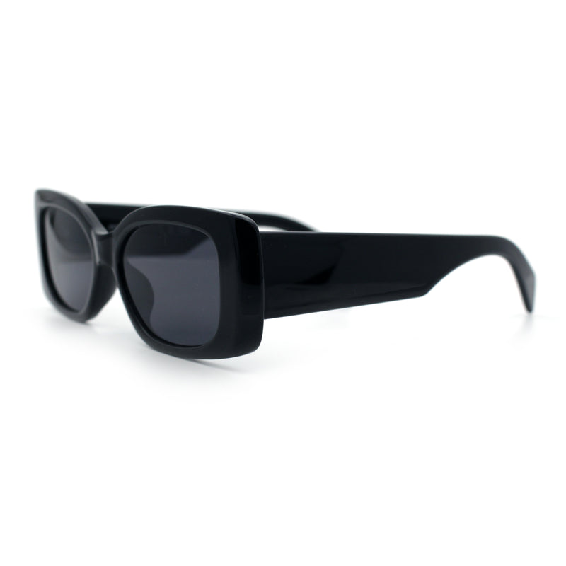Womens Mod Minimalist Narrow Rectangle Thick Plastic Fashion Sunglasses