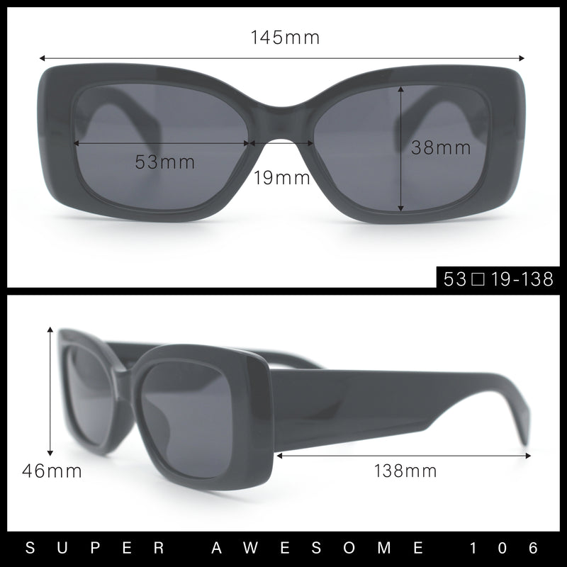 Womens Mod Minimalist Narrow Rectangle Thick Plastic Fashion Sunglasses