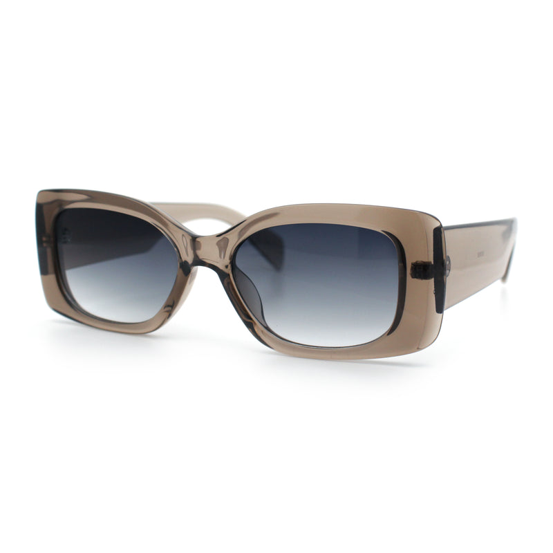 Womens Mod Minimalist Narrow Rectangle Thick Plastic Fashion Sunglasses