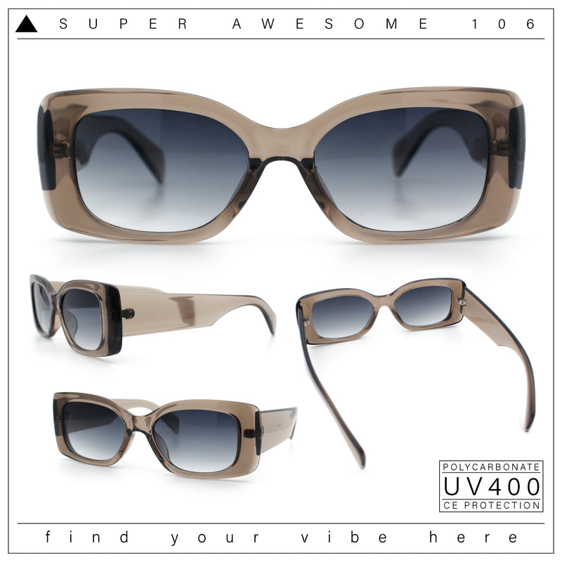 Womens Mod Minimalist Narrow Rectangle Thick Plastic Fashion Sunglasses