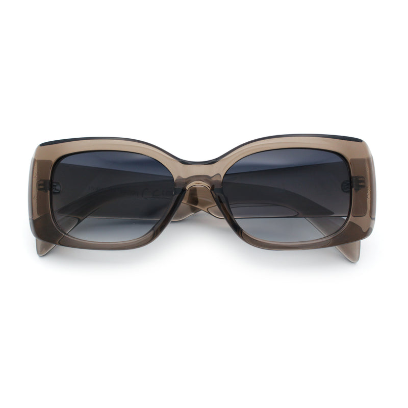 Womens Mod Minimalist Narrow Rectangle Thick Plastic Fashion Sunglasses
