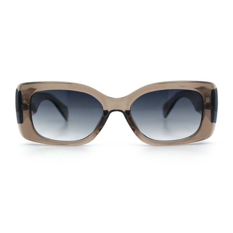 Womens Mod Minimalist Narrow Rectangle Thick Plastic Fashion Sunglasses