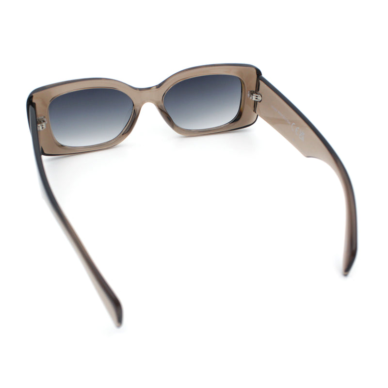 Womens Mod Minimalist Narrow Rectangle Thick Plastic Fashion Sunglasses