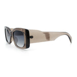 Womens Mod Minimalist Narrow Rectangle Thick Plastic Fashion Sunglasses