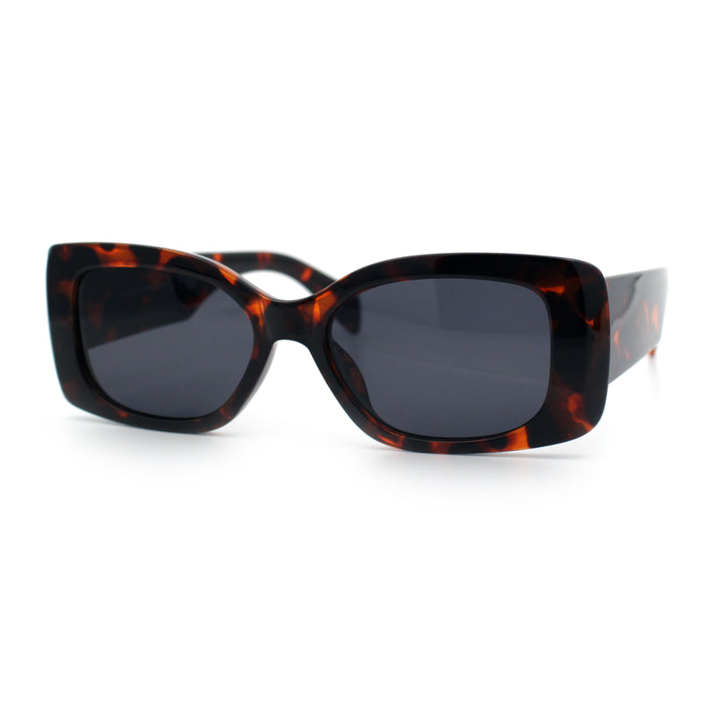 Womens Mod Minimalist Narrow Rectangle Thick Plastic Fashion Sunglasses