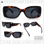 Womens Mod Minimalist Narrow Rectangle Thick Plastic Fashion Sunglasses