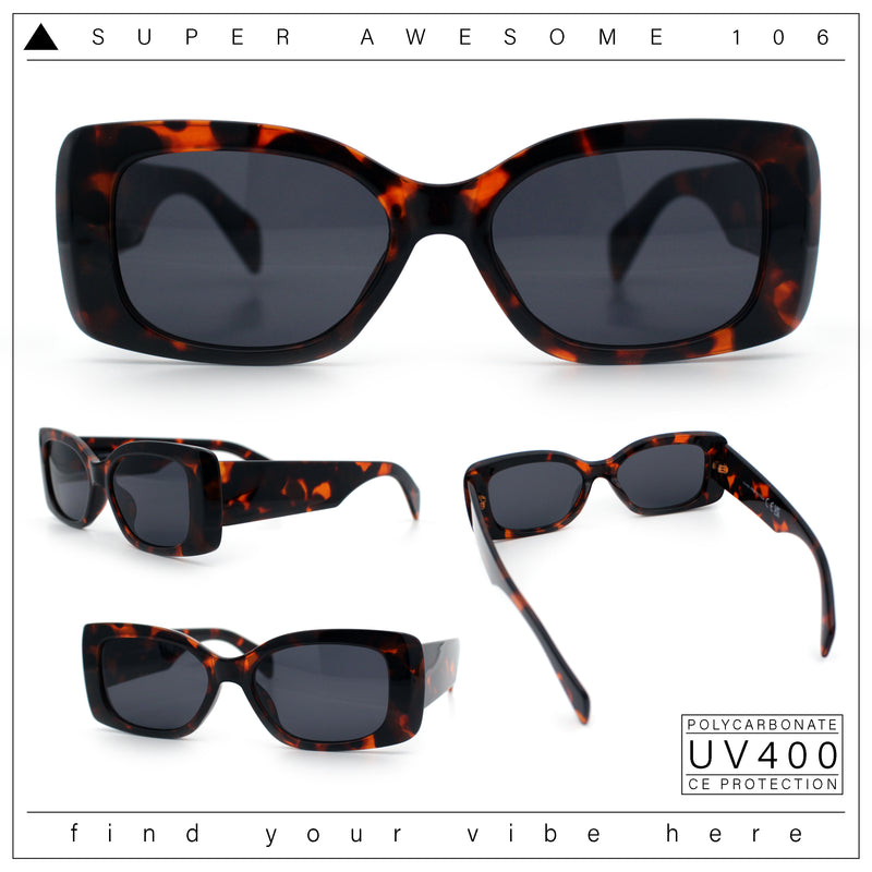 Womens Mod Minimalist Narrow Rectangle Thick Plastic Fashion Sunglasses