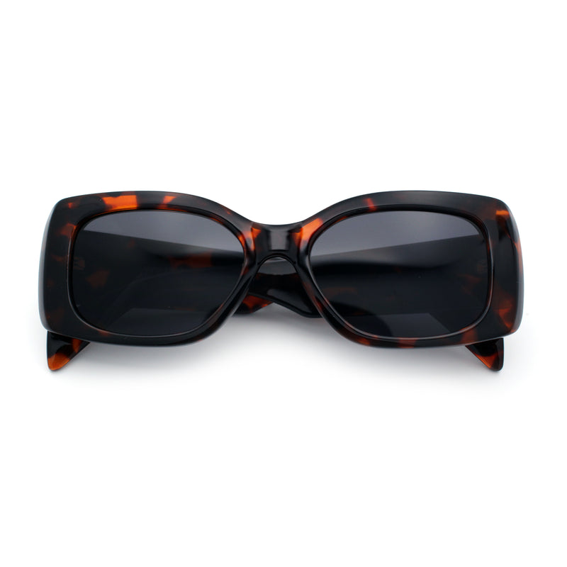 Womens Mod Minimalist Narrow Rectangle Thick Plastic Fashion Sunglasses