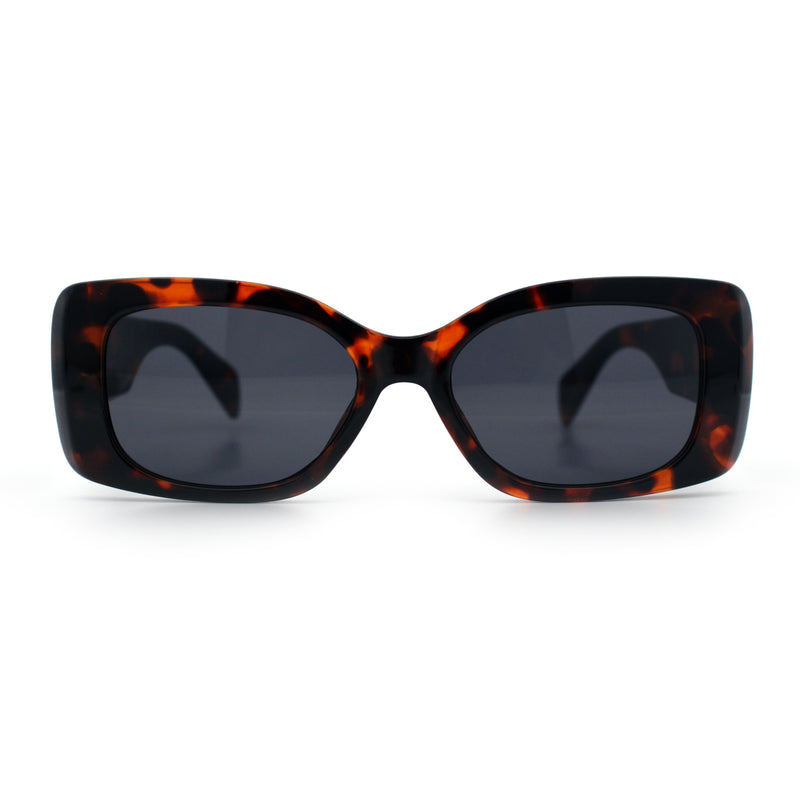 Womens Mod Minimalist Narrow Rectangle Thick Plastic Fashion Sunglasses