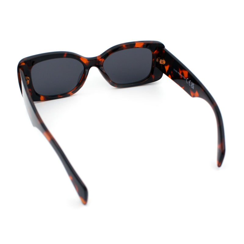 Womens Mod Minimalist Narrow Rectangle Thick Plastic Fashion Sunglasses