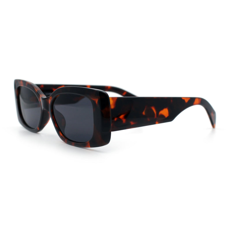 Womens Mod Minimalist Narrow Rectangle Thick Plastic Fashion Sunglasses