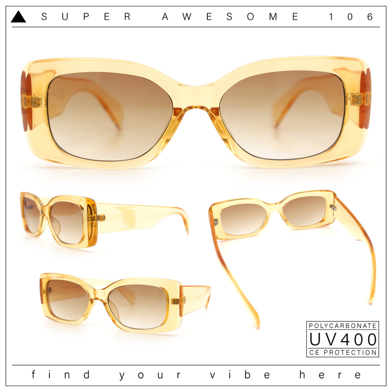 Womens Mod Minimalist Narrow Rectangle Thick Plastic Fashion Sunglasses