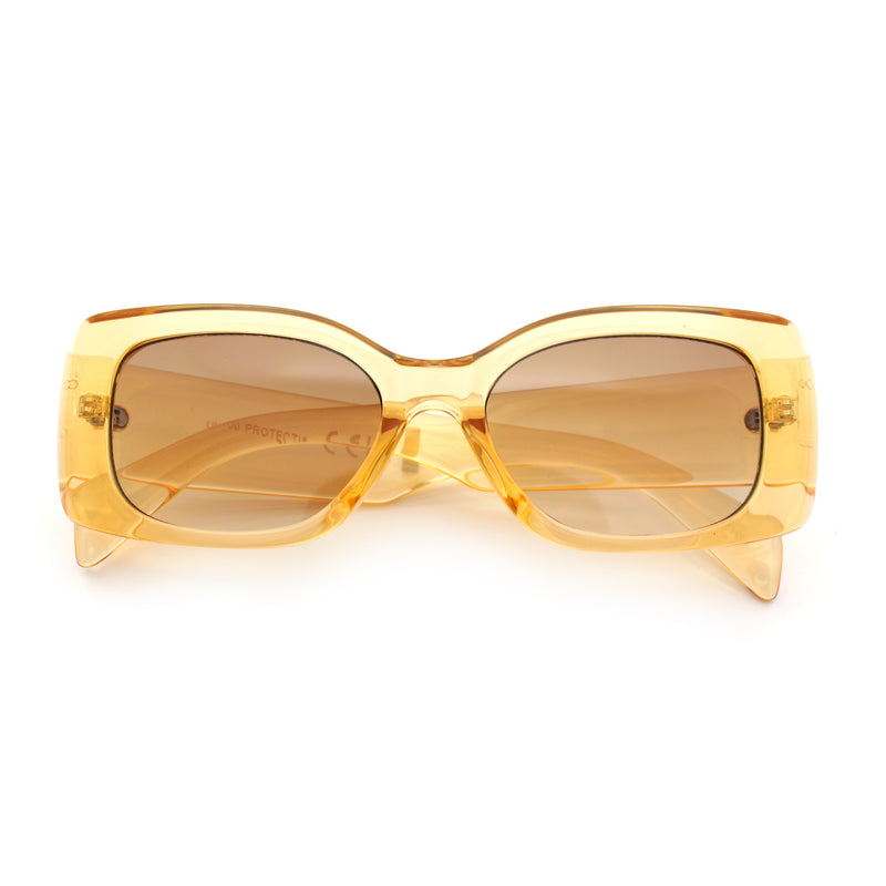 Womens Mod Minimalist Narrow Rectangle Thick Plastic Fashion Sunglasses