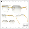 Luxury Rimless Beveled Rectangle Lens Jaguar Metal Figurine Arm Sunglasses