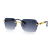 Luxury Rimless Beveled Rectangle Lens Jaguar Metal Figurine Arm Sunglasses