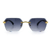 Luxury Rimless Beveled Rectangle Lens Jaguar Metal Figurine Arm Sunglasses