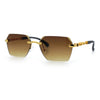 Luxury Rimless Beveled Rectangle Lens Jaguar Metal Figurine Arm Sunglasses