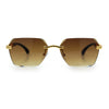 Luxury Rimless Beveled Rectangle Lens Jaguar Metal Figurine Arm Sunglasses
