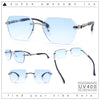 Luxury Rimless Beveled Rectangle Lens Jaguar Metal Figurine Arm Sunglasses