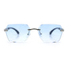 Luxury Rimless Beveled Rectangle Lens Jaguar Metal Figurine Arm Sunglasses