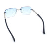 Luxury Rimless Beveled Rectangle Lens Jaguar Metal Figurine Arm Sunglasses