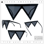Womens Flat Top Perfect Triangle Bold Oversized Cat Eye Plastic Sunglasses