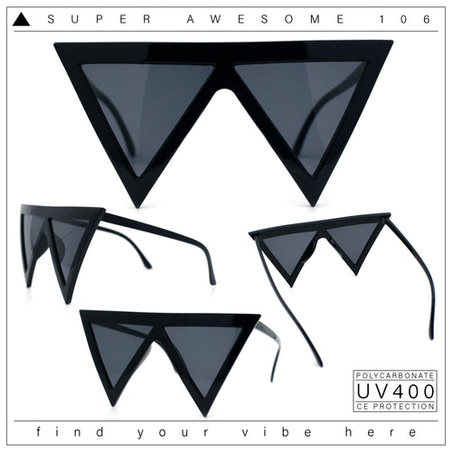 Womens Flat Top Perfect Triangle Bold Oversized Cat Eye Plastic Sunglasses