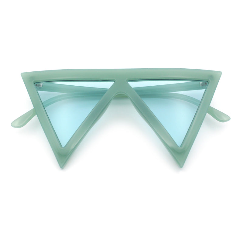 Womens Flat Top Perfect Triangle Bold Oversized Cat Eye Plastic Sunglasses