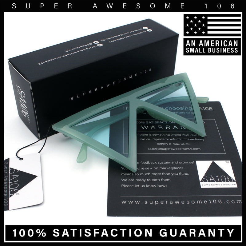 Womens Flat Top Perfect Triangle Bold Oversized Cat Eye Plastic Sunglasses