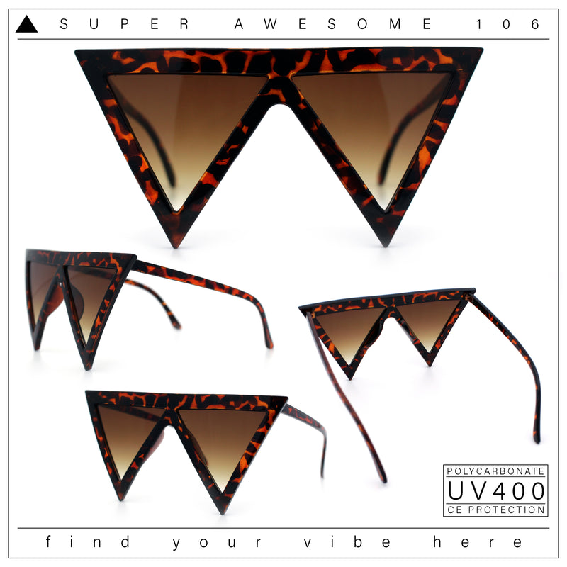 Womens Flat Top Perfect Triangle Bold Oversized Cat Eye Plastic Sunglasses