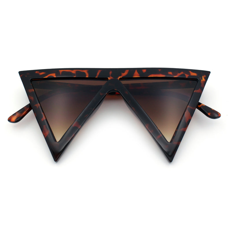 Womens Flat Top Perfect Triangle Bold Oversized Cat Eye Plastic Sunglasses