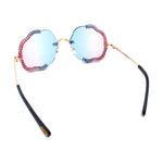 Womens Bling Rhinestone Jewel Rimless Cloud Shape Luxury Sunglasses