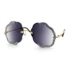 Womens Bling Rhinestone Jewel Rimless Cloud Shape Luxury Sunglasses
