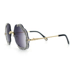 Womens Bling Rhinestone Jewel Rimless Cloud Shape Luxury Sunglasses