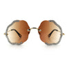 Womens Bling Rhinestone Jewel Rimless Cloud Shape Luxury Sunglasses