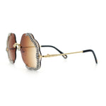 Womens Bling Rhinestone Jewel Rimless Cloud Shape Luxury Sunglasses