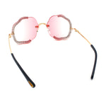 Womens Bling Rhinestone Jewel Rimless Cloud Shape Luxury Sunglasses