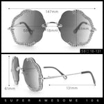 Womens Bling Rhinestone Jewel Rimless Cloud Shape Luxury Sunglasses